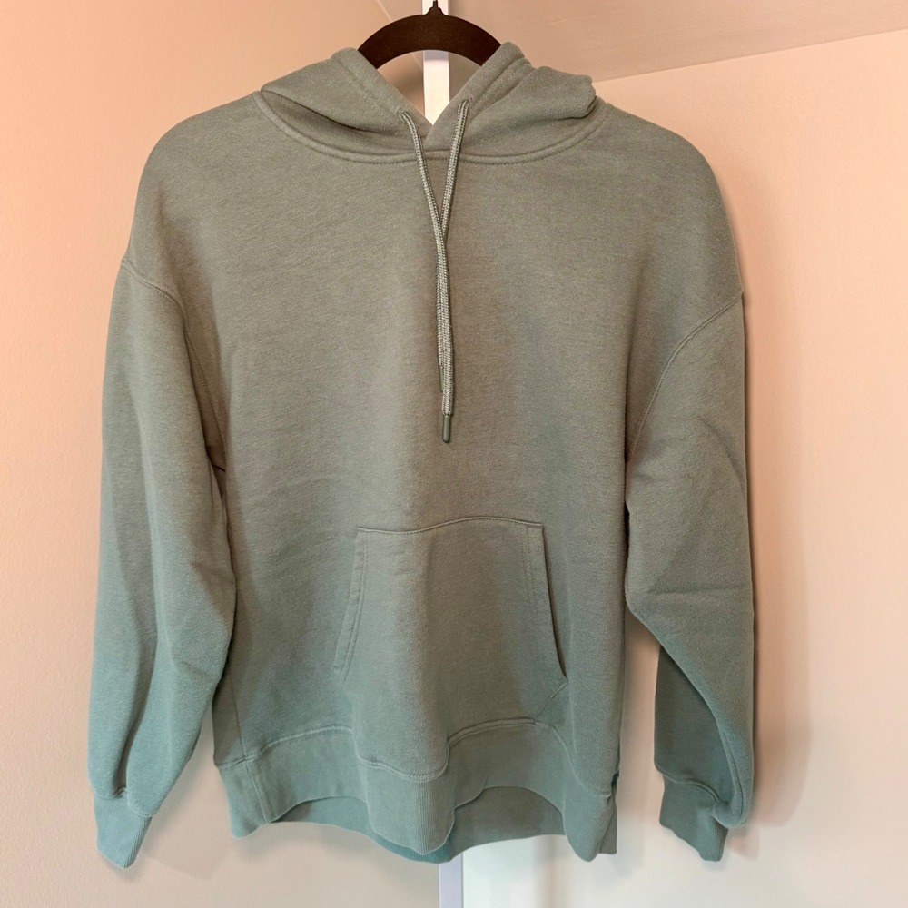 Beyond Yoga Women Sage Green Fleece Pullover Hoodie Sweatshirt Size Small